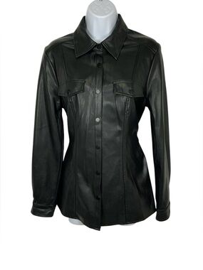 Truth Black Faux Leather Shirt Jacket